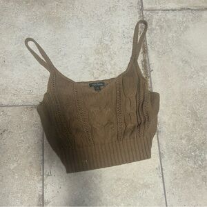 Brown Cable Knit Cropped tank